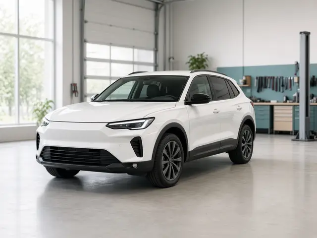 White SUV in a car service centre, used in an RCS service reminder