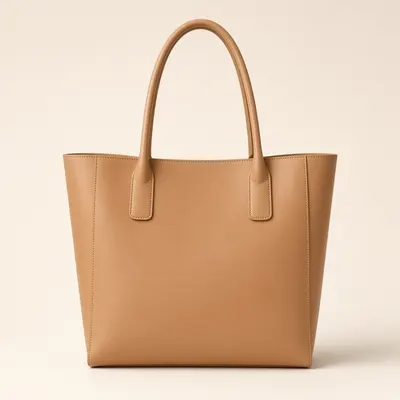 Tan leather tote bag product photo in an RCS carousel card